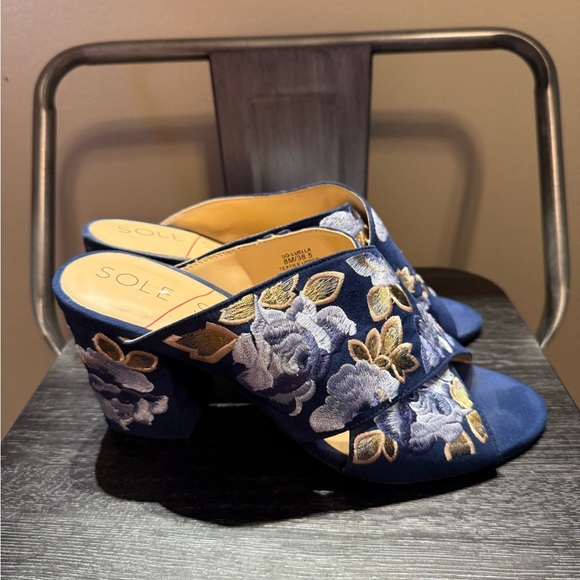 Sole Society Luella Floral Embroidered Heel Mules Sz 8 - Picture 12 of 12